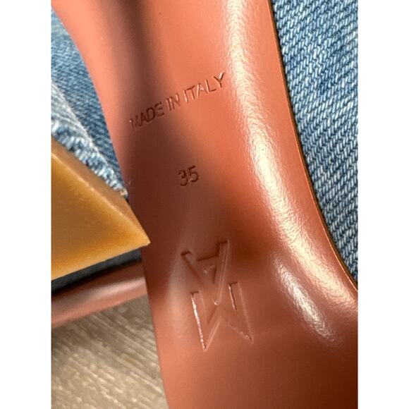 NEW Amina Muaddi Giorgia 100mm Denim Ankle Boots Size 35 Fluted Heel Point Toe - Picture 8 of 8